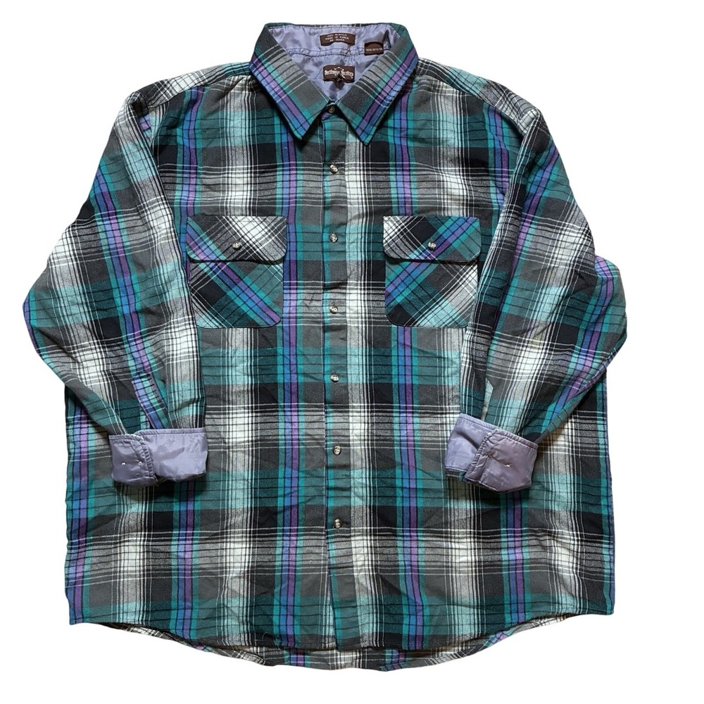 VTG Northwest‎ Territory Button Up Shirt Mens 3Xl Plaid Long Sleeve 100% Acrylic